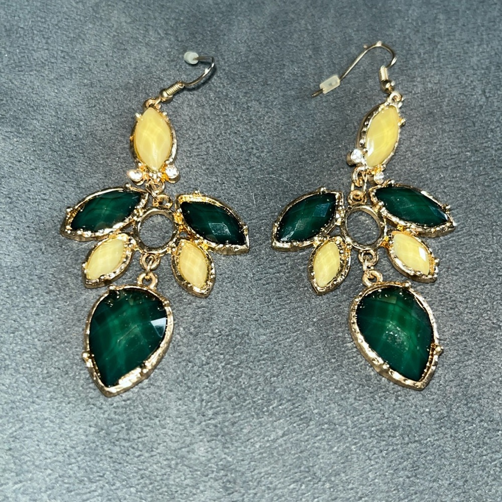 Green Crystal chandelier Earrings!
